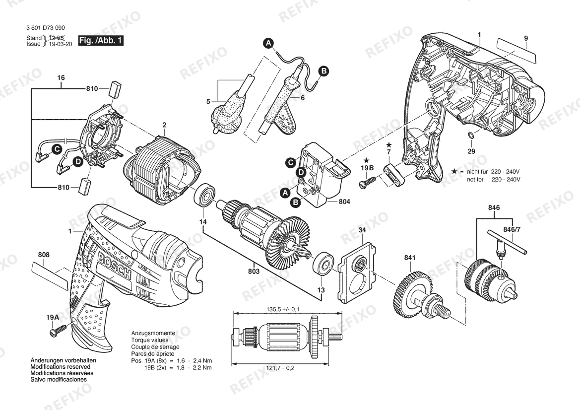 Деталировка Bosch Дрель GBM 10 | 230 V | 021 - IL (3 601 D73 090) — схема запчастей в разборе