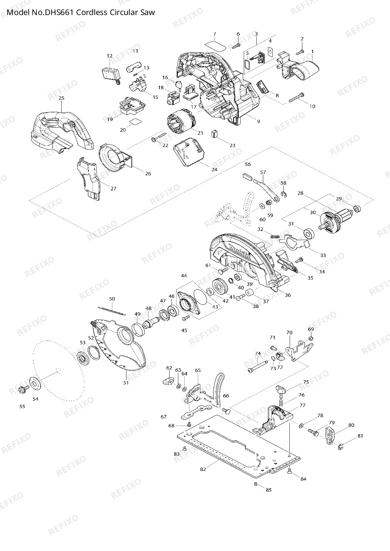 Деталировка MAKITA DHS661 — схема запчастей в разборе