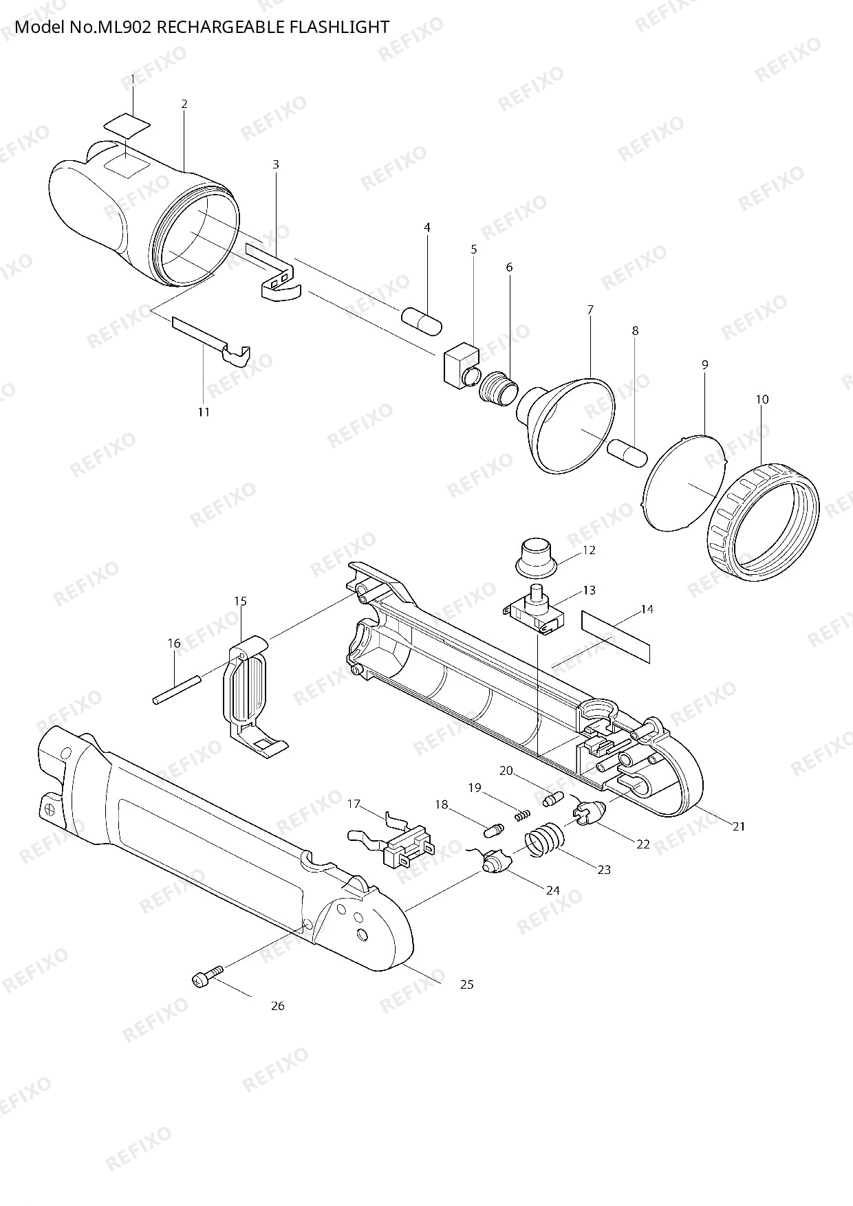 Деталировка MAKITA ML902 — схема запчастей в разборе