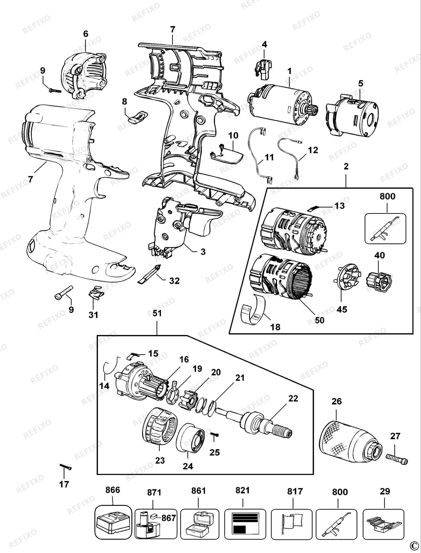 Деталировка DeWalt DC984KN-XJ TYPE 1 KOMBINATIONSEINHEIT DC984KN-XJ DC984KN — схема запчастей в разборе