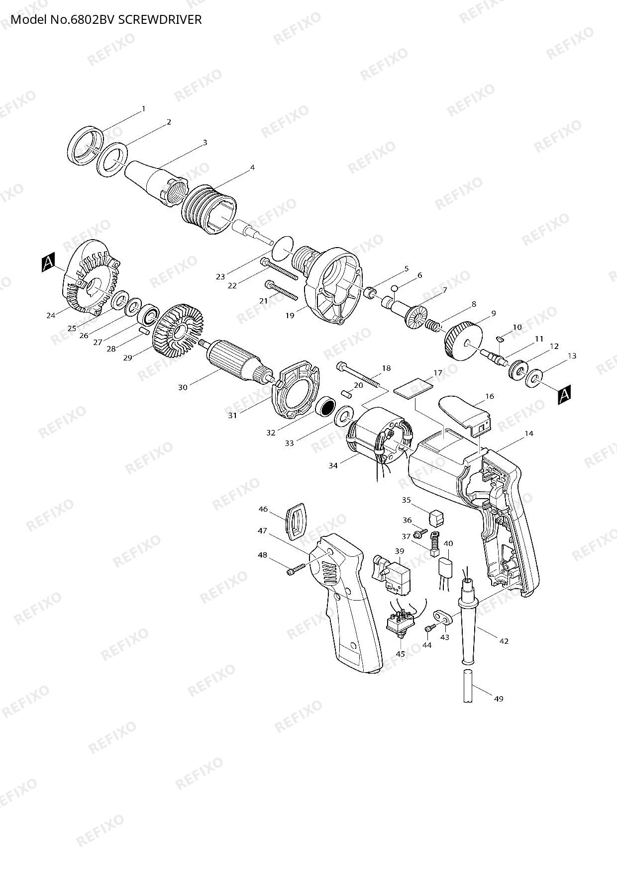 Деталировка MAKITA 6802BV — схема запчастей в разборе