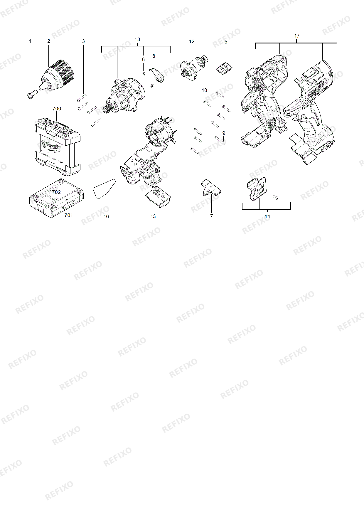 Деталировка MILWAUKEE M18CBLDD 0 4933464316 4000469127 — схема запчастей в разборе