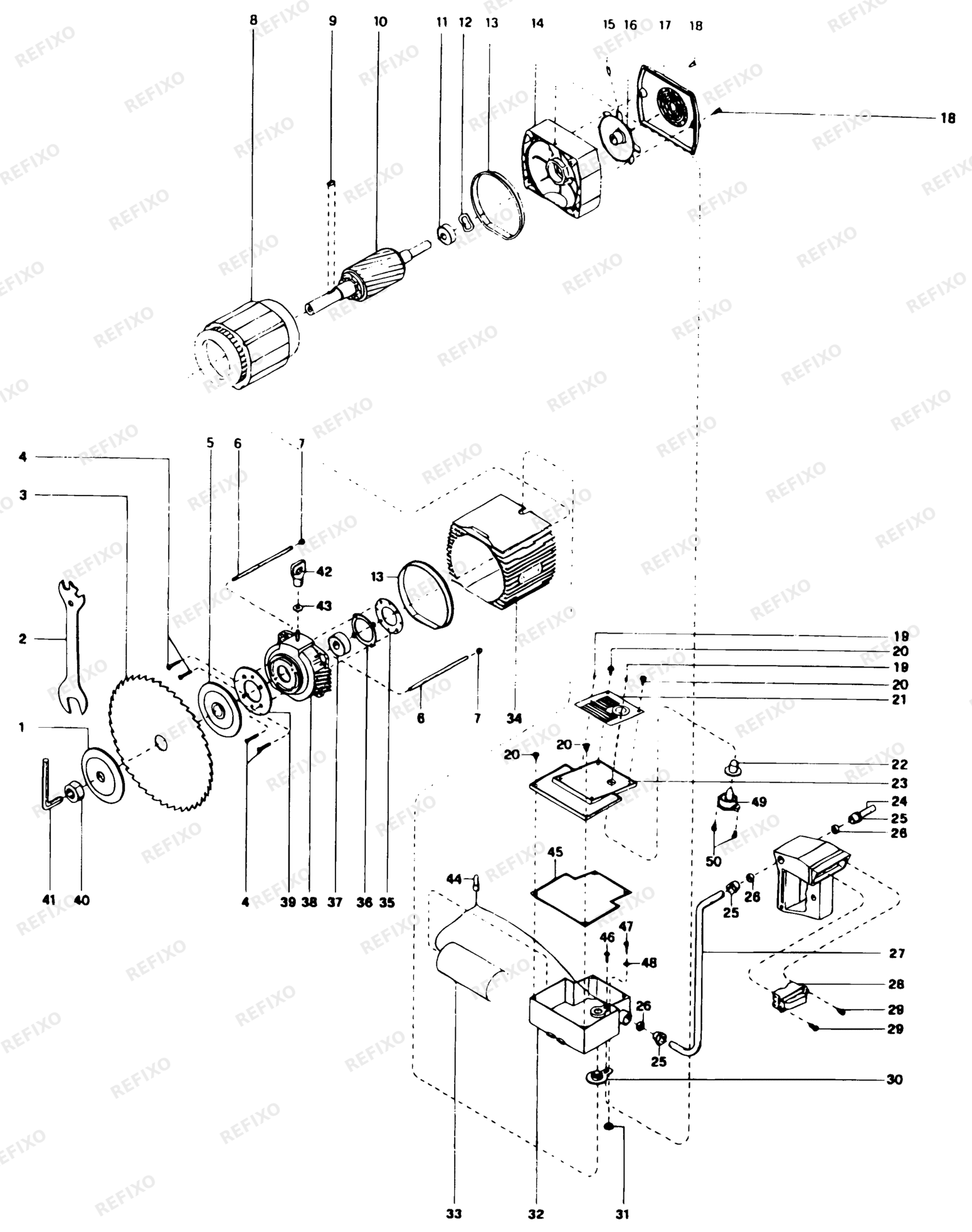 Деталировка DeWalt DW8001----D-XJ TYPE 1 RADIALKREISSÄGE DW8001----D-XJ DW8001----D — схема запчастей в разборе