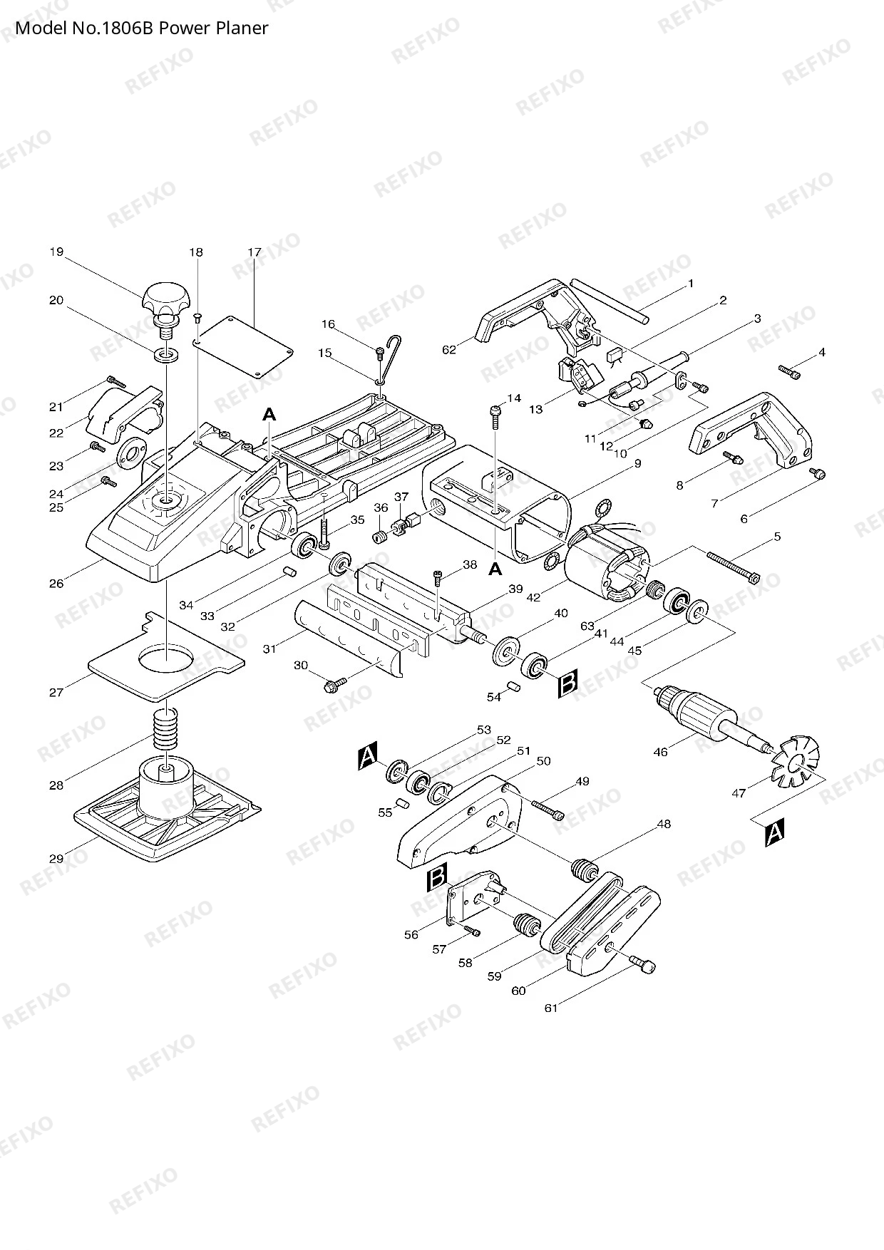 Деталировка MAKITA 1806B — схема запчастей в разборе