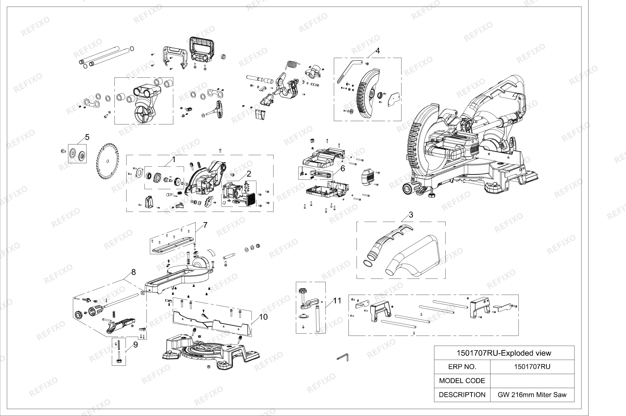 Деталировка Greenworks 1501707RU-Exploded view — схема запчастей в разборе