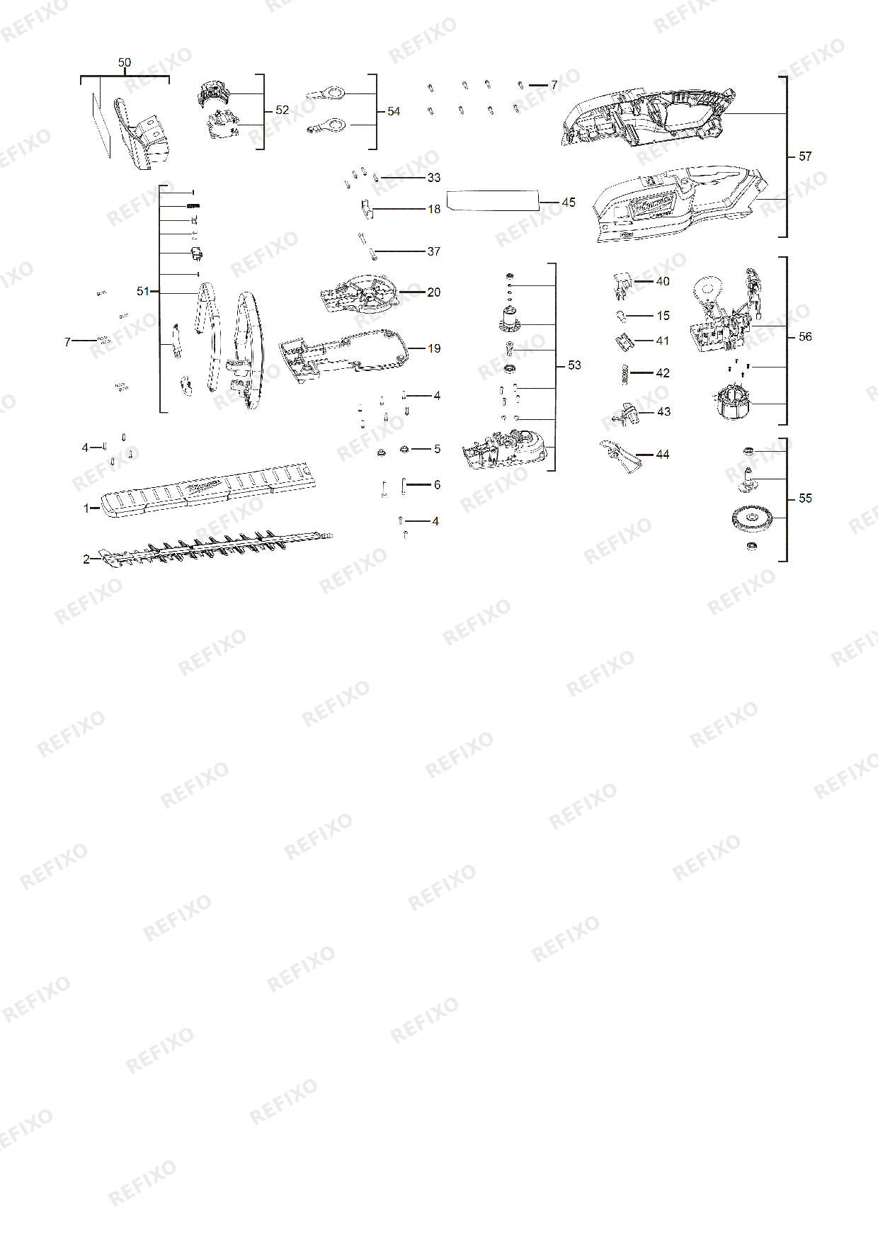 Деталировка MILWAUKEE M18FHET45 0 4933493293 4000503119 — схема запчастей в разборе