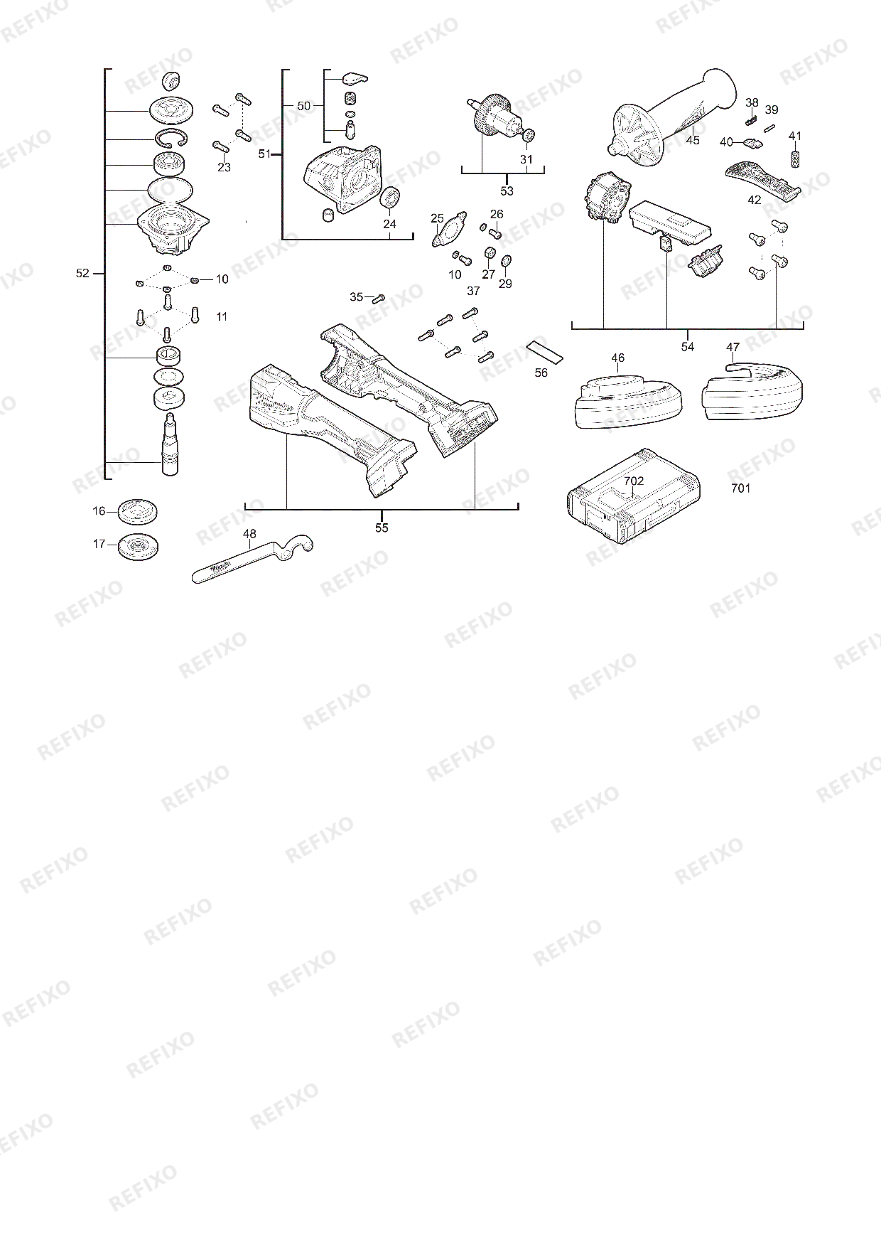 Деталировка MILWAUKEE M18BLSAG125XPD 0 4933492645 4000497235 — схема запчастей в разборе