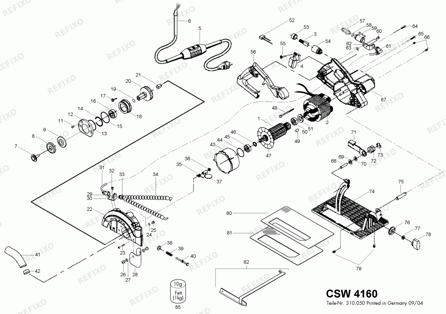 Деталировка Flex CSW 4160 230CEE-PRCD 311154 — схема запчастей в разборе