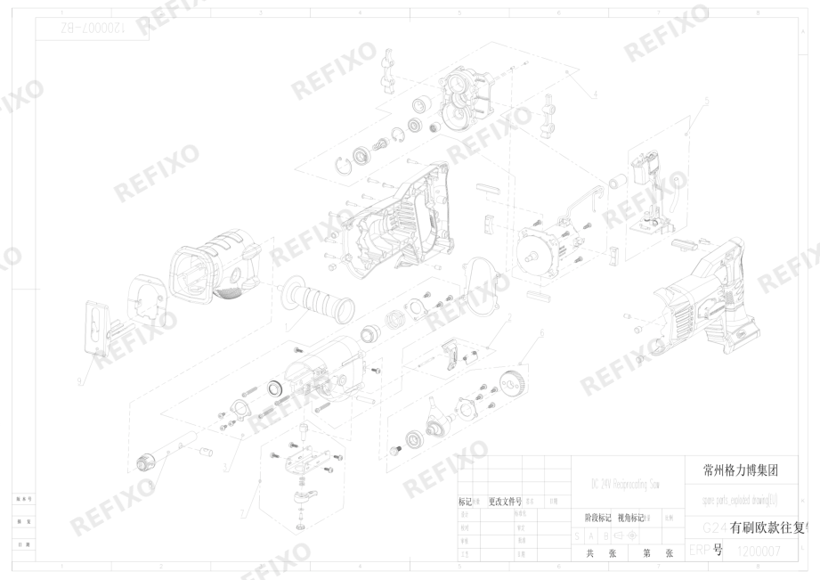 Деталировка Greenworks 1200007-Exploded view — схема запчастей в разборе