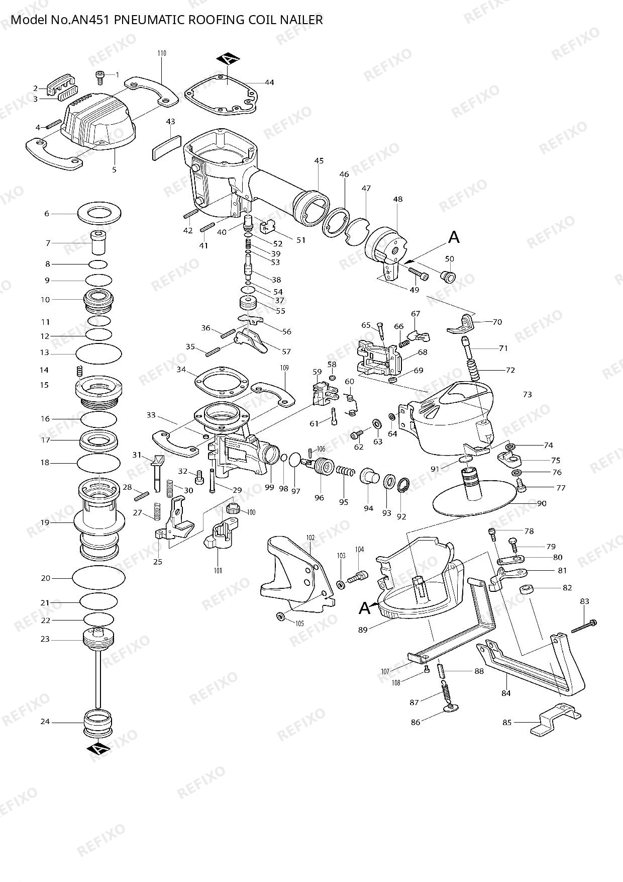Деталировка MAKITA AN451 — схема запчастей в разборе