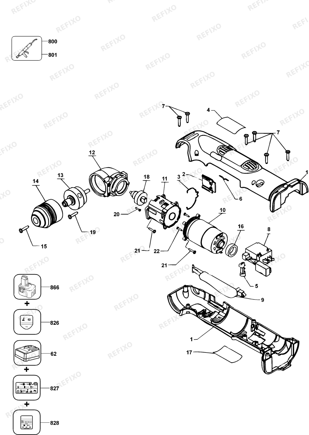 Деталировка DeWalt DW966-QW TYPE 1 RIGHT ANGLE DRILL DW966-QW DW966 — схема запчастей в разборе