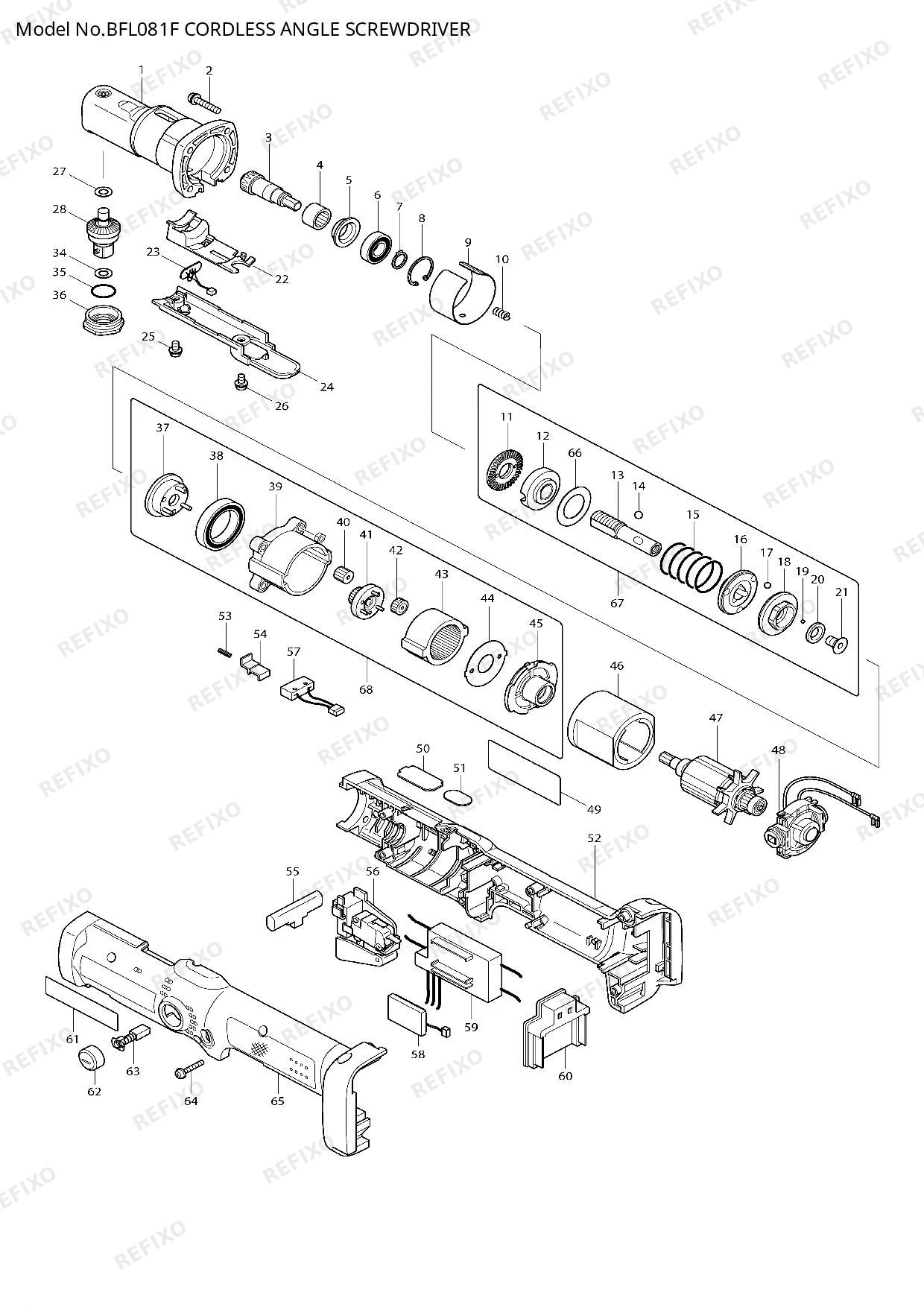 Деталировка MAKITA BFL081F — схема запчастей в разборе