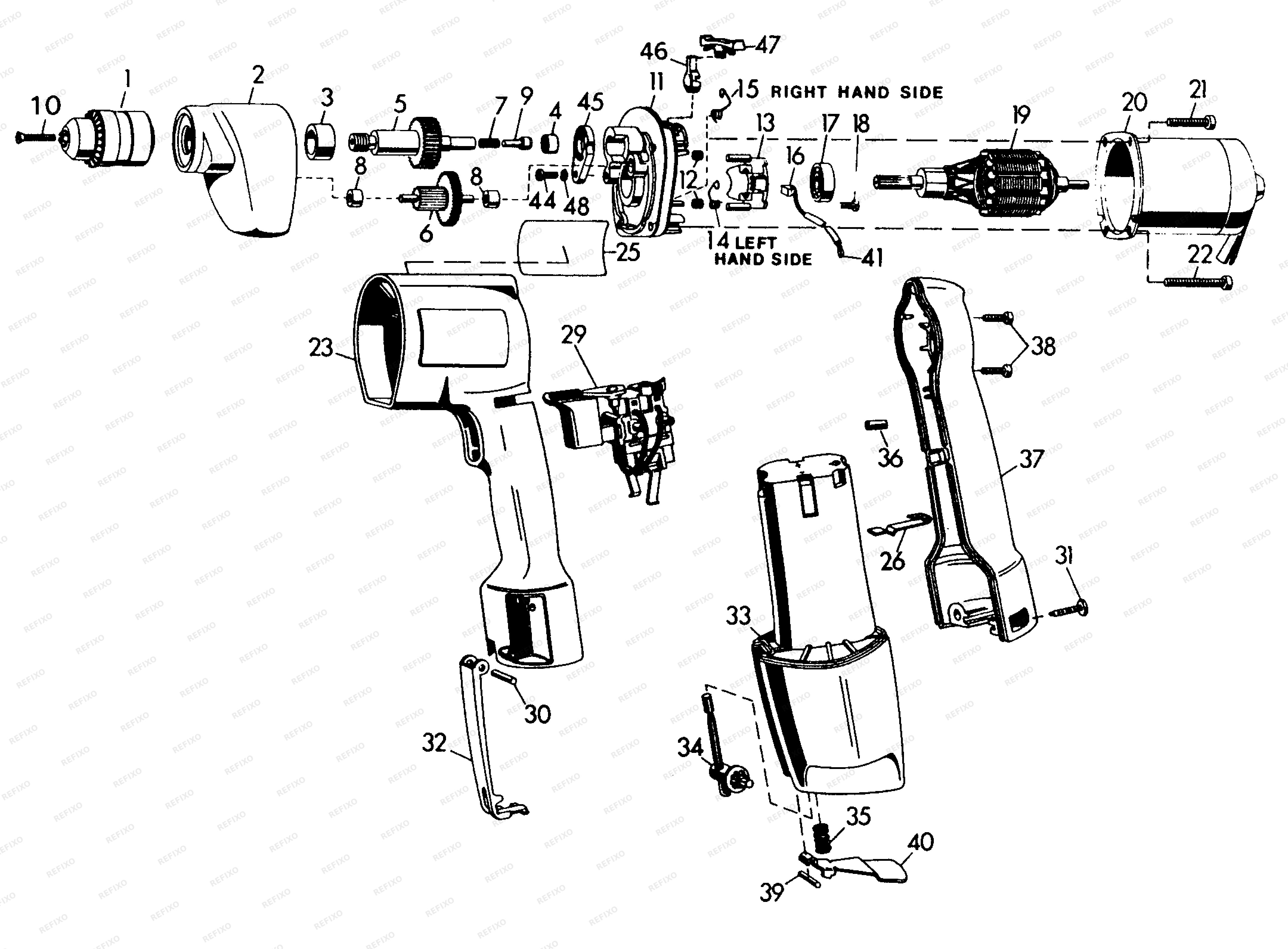 Black&Decker АККУМУЛЯТОРНАЯ ДРЕЛЬ 5921 — схема запчастей