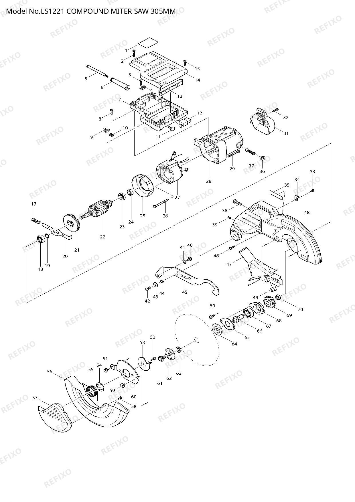 Деталировка MAKITA LS1221 — схема запчастей в разборе