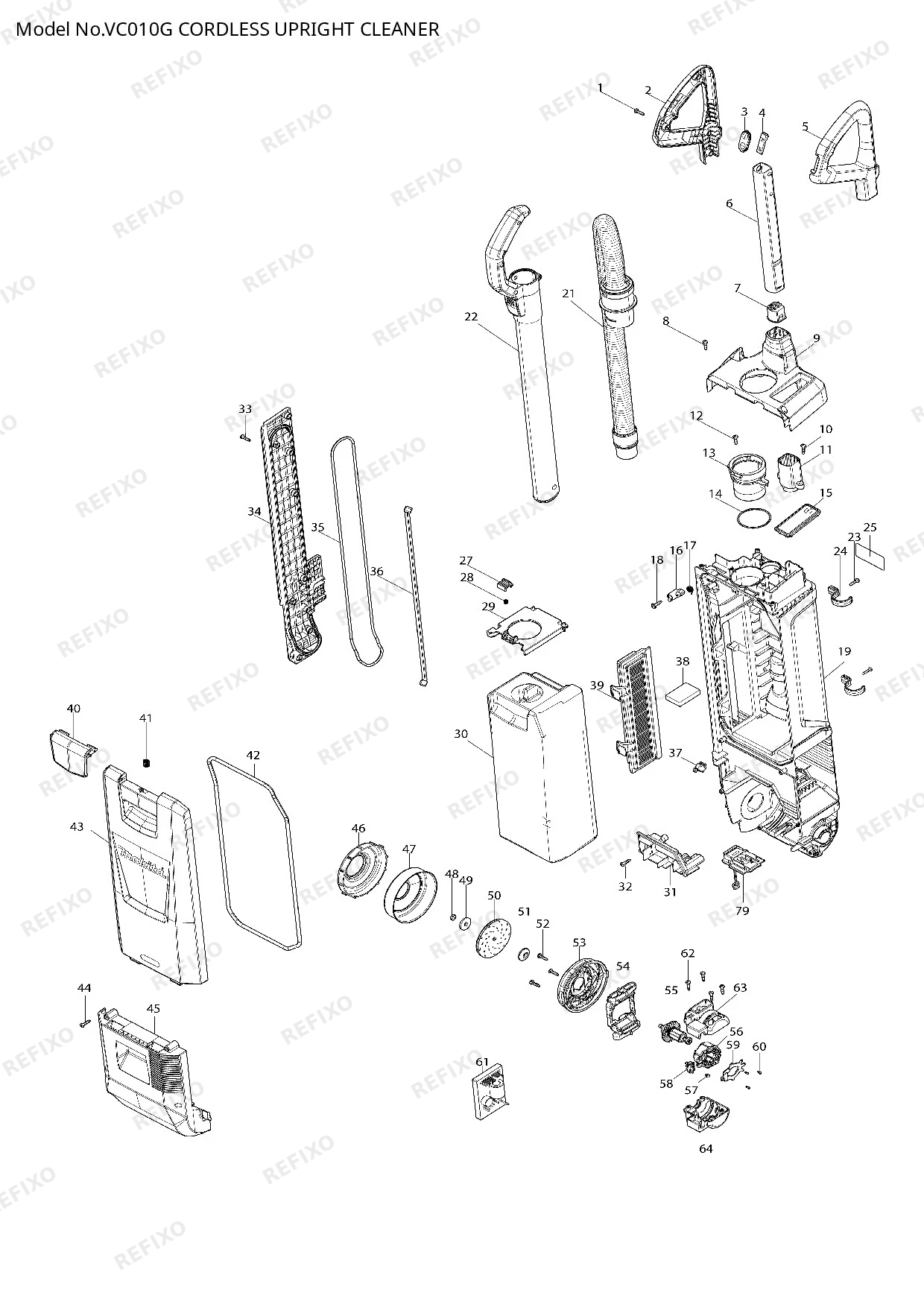 Деталировка MAKITA VC010G — схема запчастей в разборе