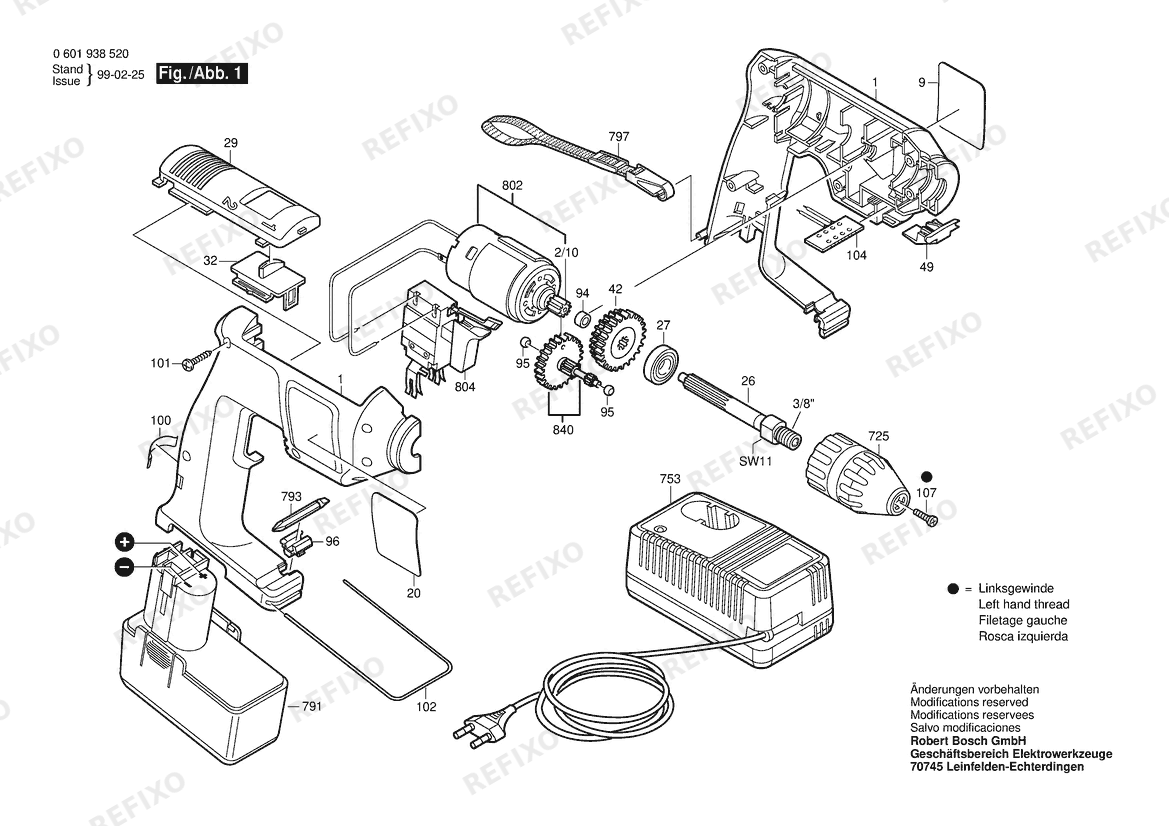 Деталировка Bosch Аккумуляторный - дрель GBM 12 VES2 L60 | 12 V (0 601 938 5A4) — схема запчастей в разборе