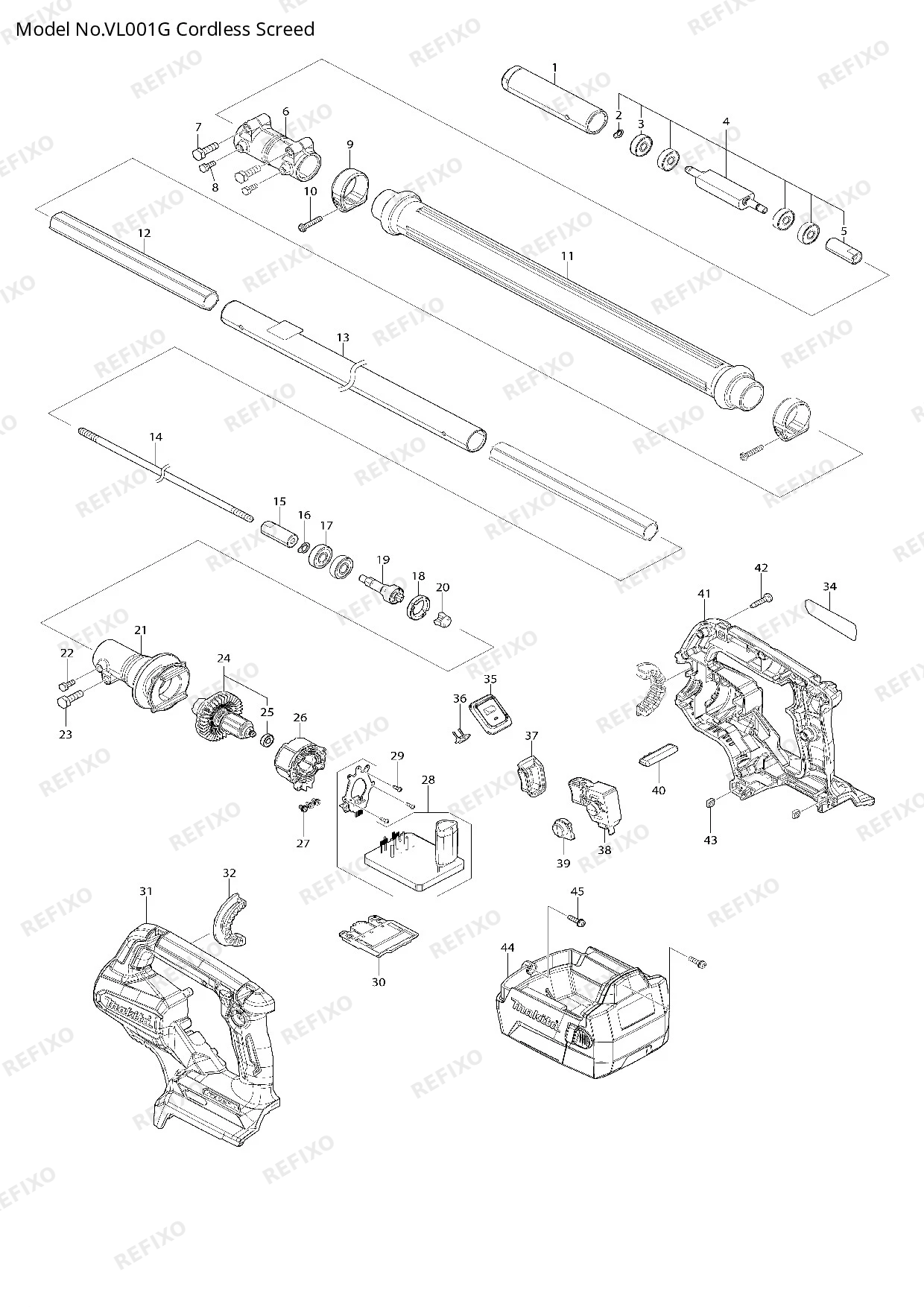 Деталировка MAKITA VL001G — схема запчастей в разборе