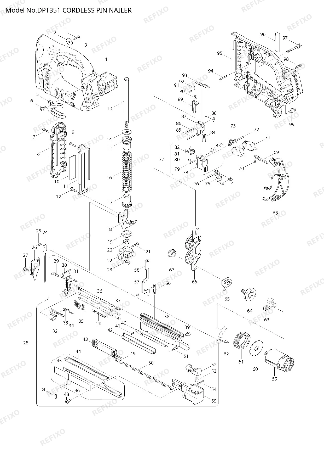 Деталировка MAKITA DPT351 — схема запчастей в разборе