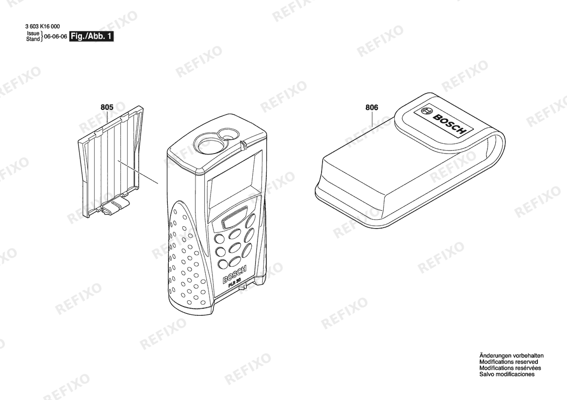 Деталировка Bosch Entfernungsmesser PLR 30 | 036 - GB (3 603 K16 070) — схема запчастей в разборе
