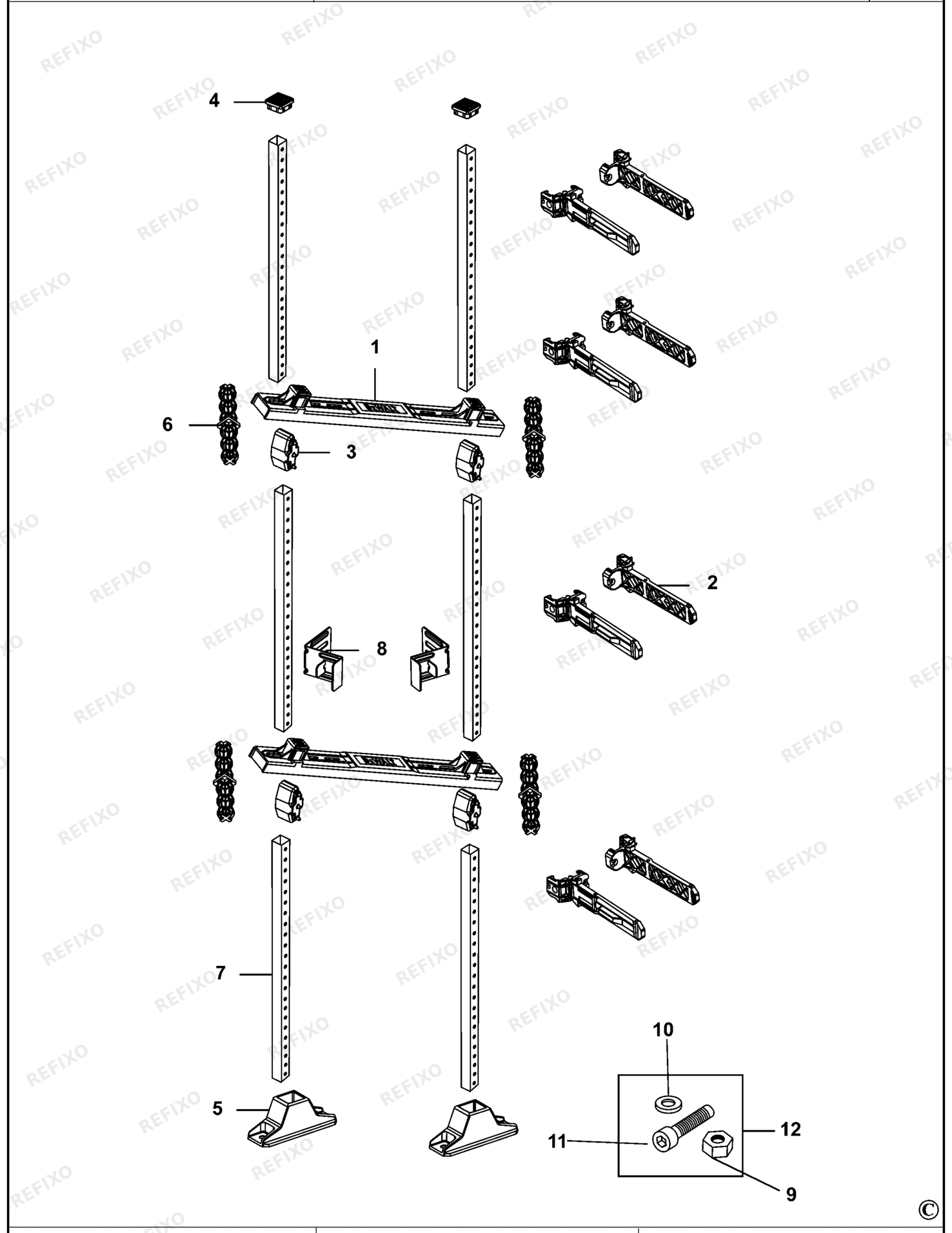 Деталировка DeWalt DWST1-75694-XJ TYPE 1 GESTELL DWST1-75694-XJ DWST1-75694 — схема запчастей в разборе