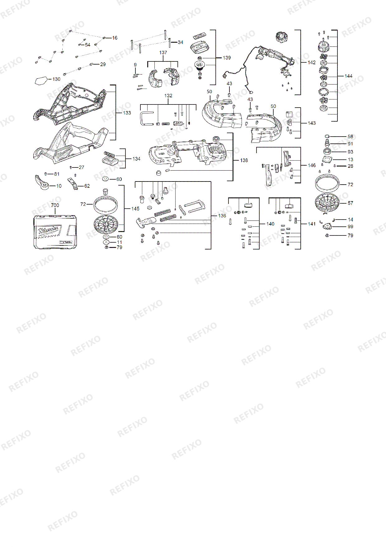 Деталировка MILWAUKEE M18FBS85 0C 4933471496 4000474678 — схема запчастей в разборе