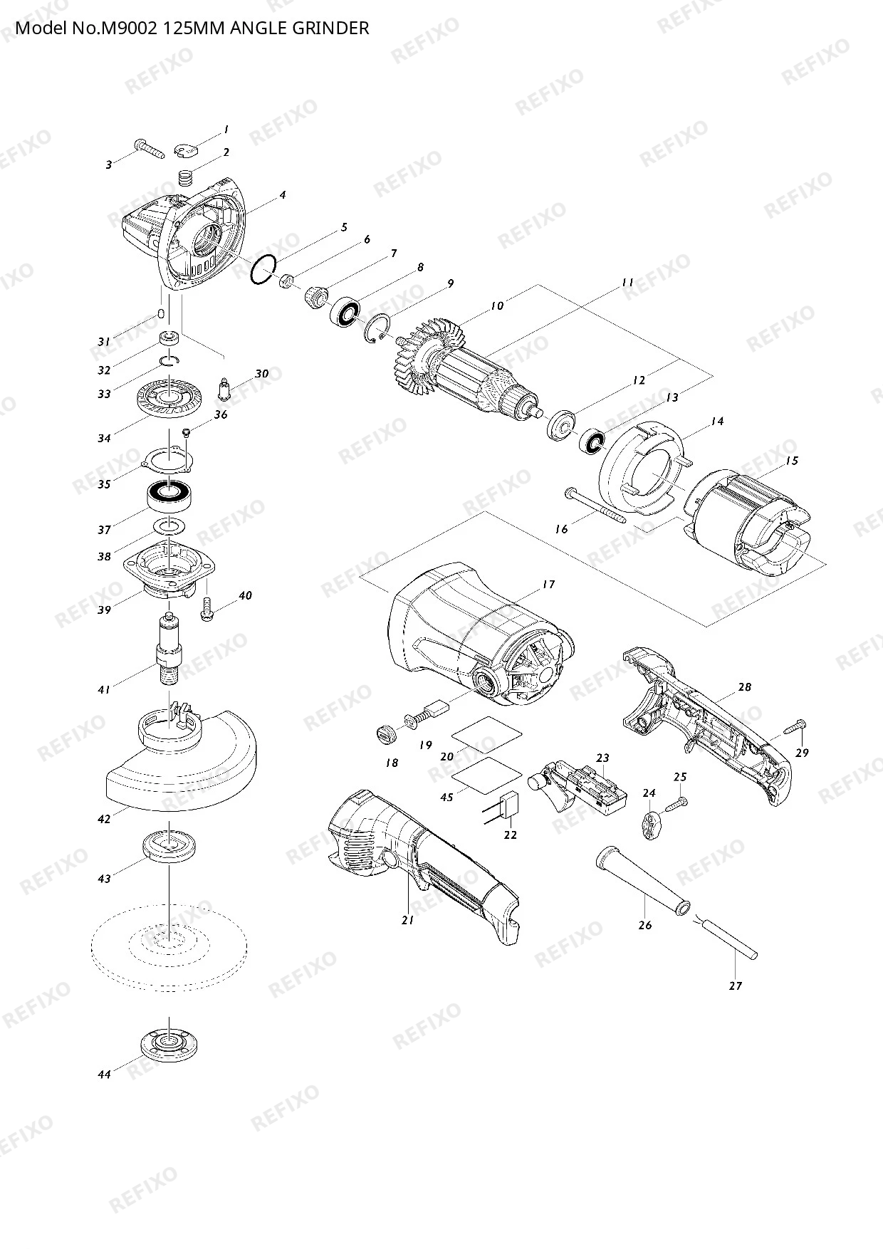Деталировка MAKITA M9002 — схема запчастей в разборе