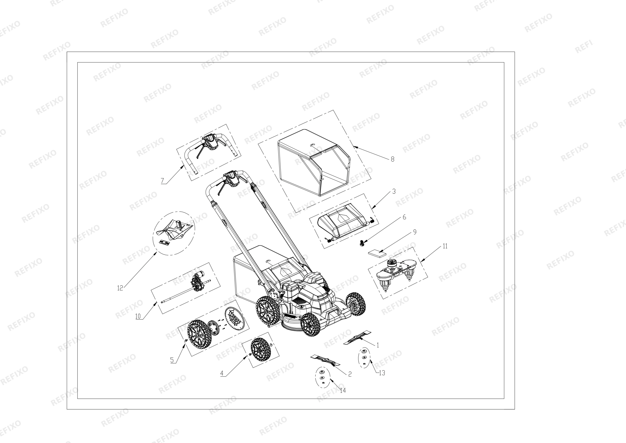Деталировка Greenworks 2519107 Exploded view — схема запчастей в разборе