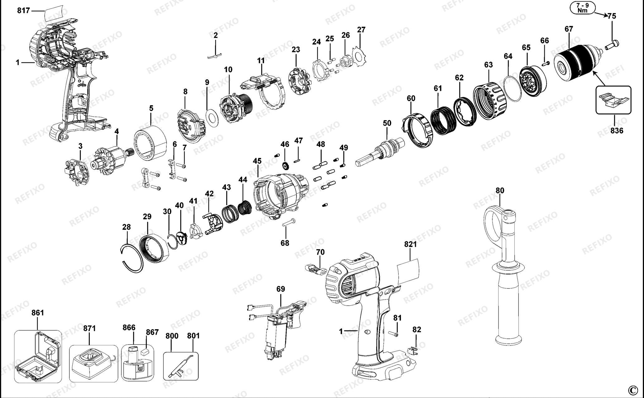 Деталировка DeWalt DCD945-QW TYPE 12 KOMBINATIONSEINHEIT DCD945-QW DCD945 — схема запчастей в разборе