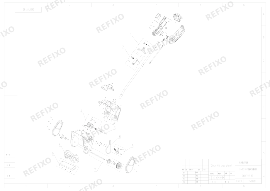 Деталировка Greenworks 2600707-Exploded view — схема запчастей в разборе