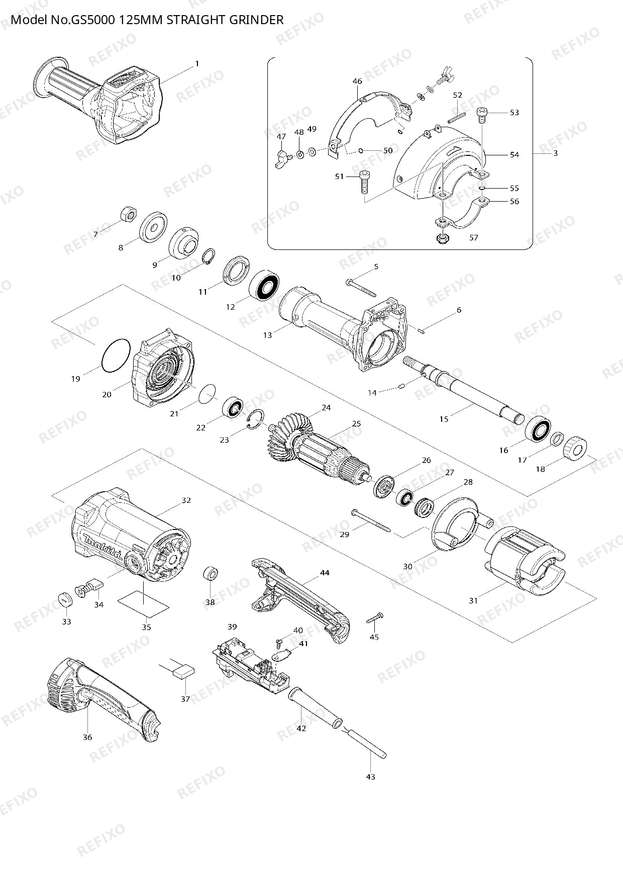 Деталировка MAKITA GS5000 — схема запчастей в разборе