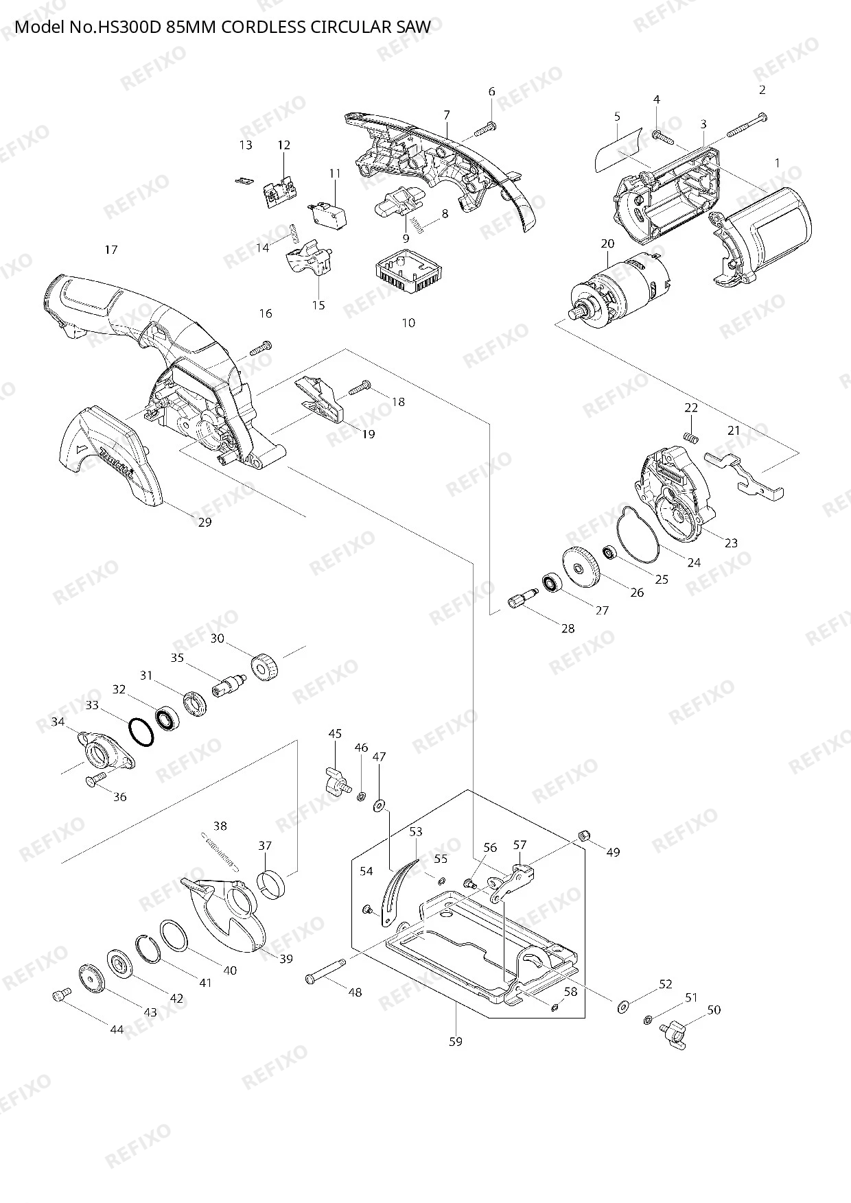 Деталировка MAKITA HS300D — схема запчастей в разборе