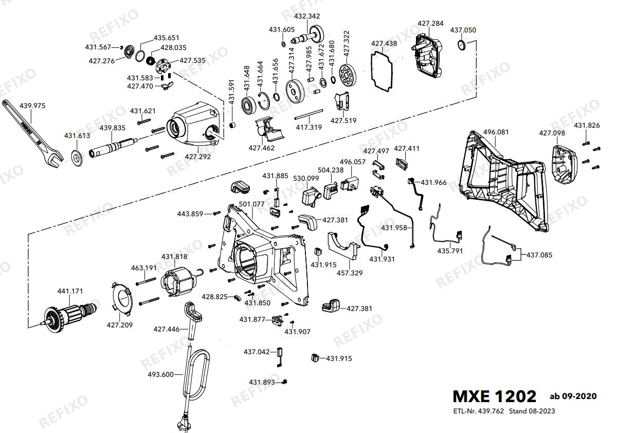 Деталировка Flex MXE 1202 WR2 140 230BS — схема запчастей в разборе