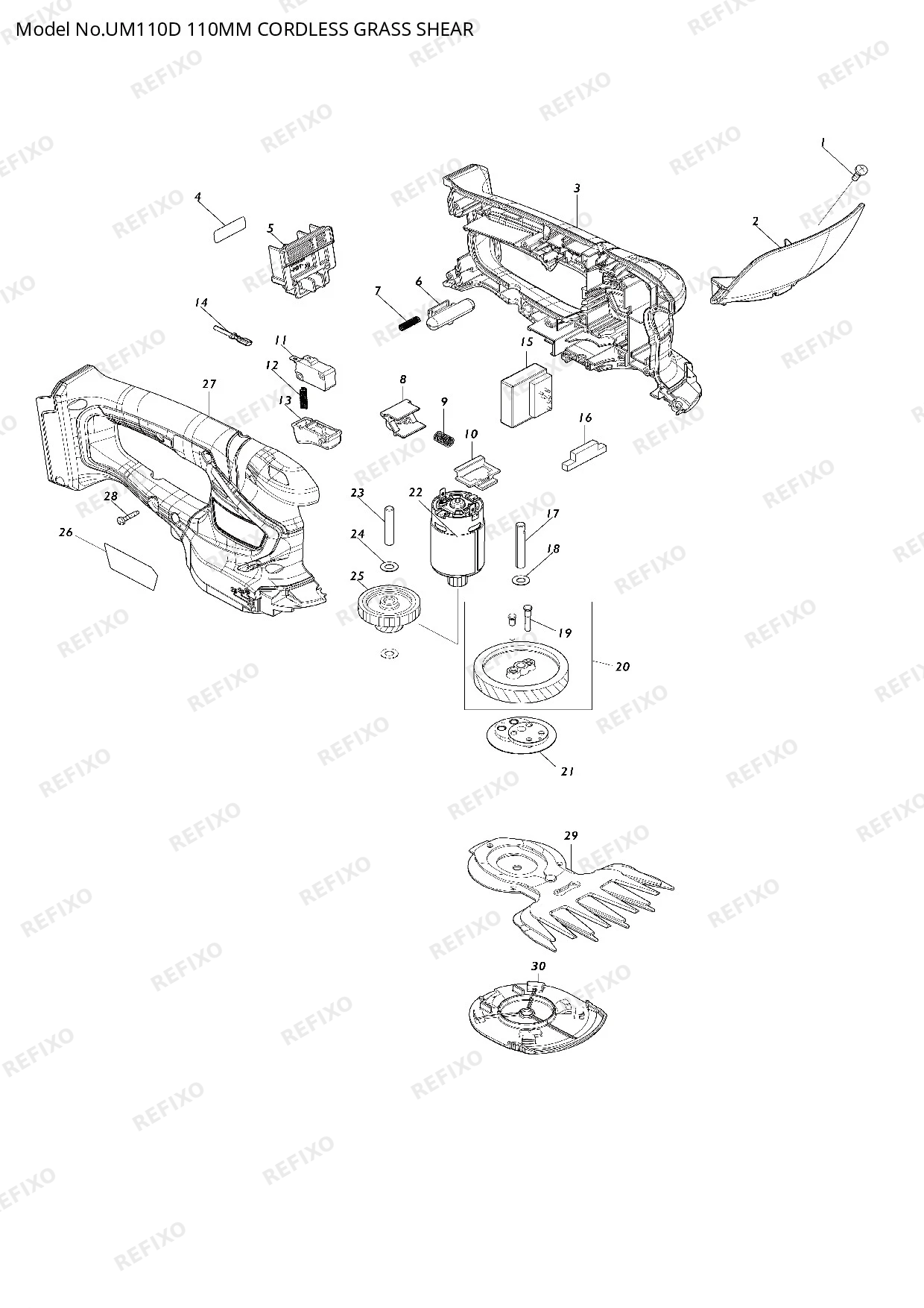 Деталировка MAKITA UM110D — схема запчастей в разборе