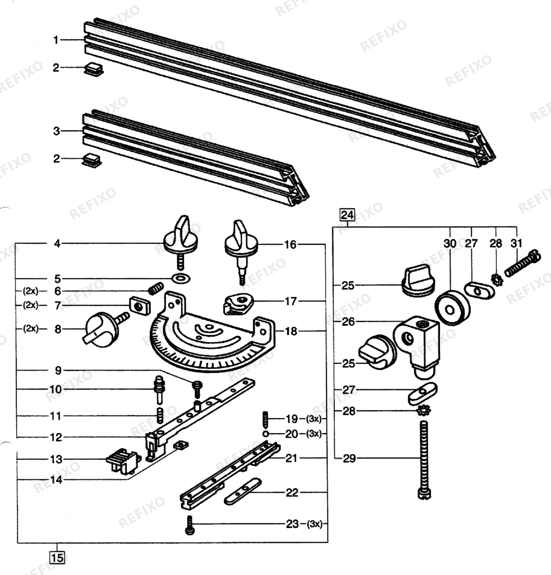 Деталировка Festool BASIS WRA 560 583161 — схема запчастей в разборе
