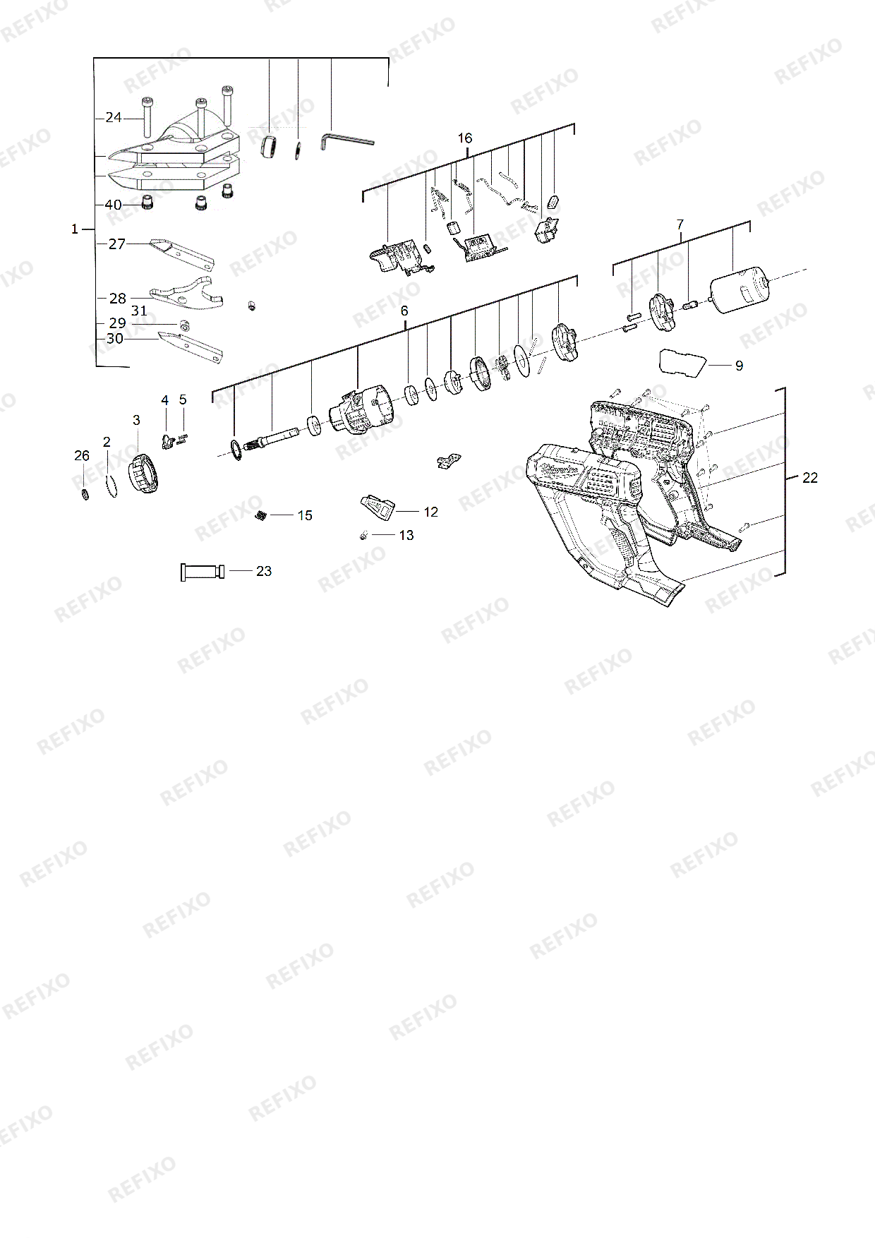 Деталировка MILWAUKEE M18BMS20 0 4933447935 4000477644 — схема запчастей в разборе