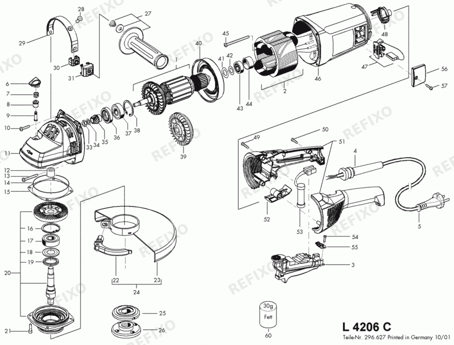 Деталировка Flex L 4206 C 230CEE 296600 — схема запчастей в разборе
