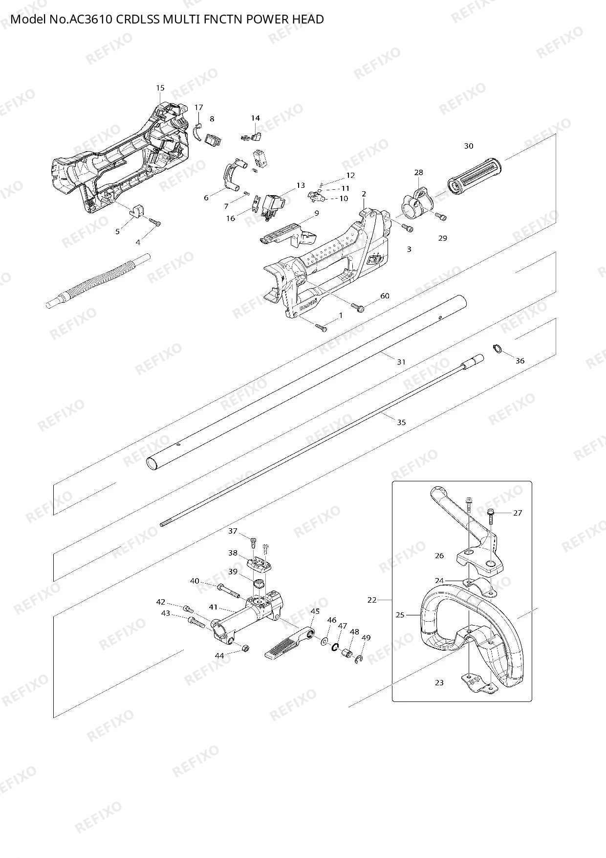 Деталировка MAKITA AC3610 — схема запчастей в разборе