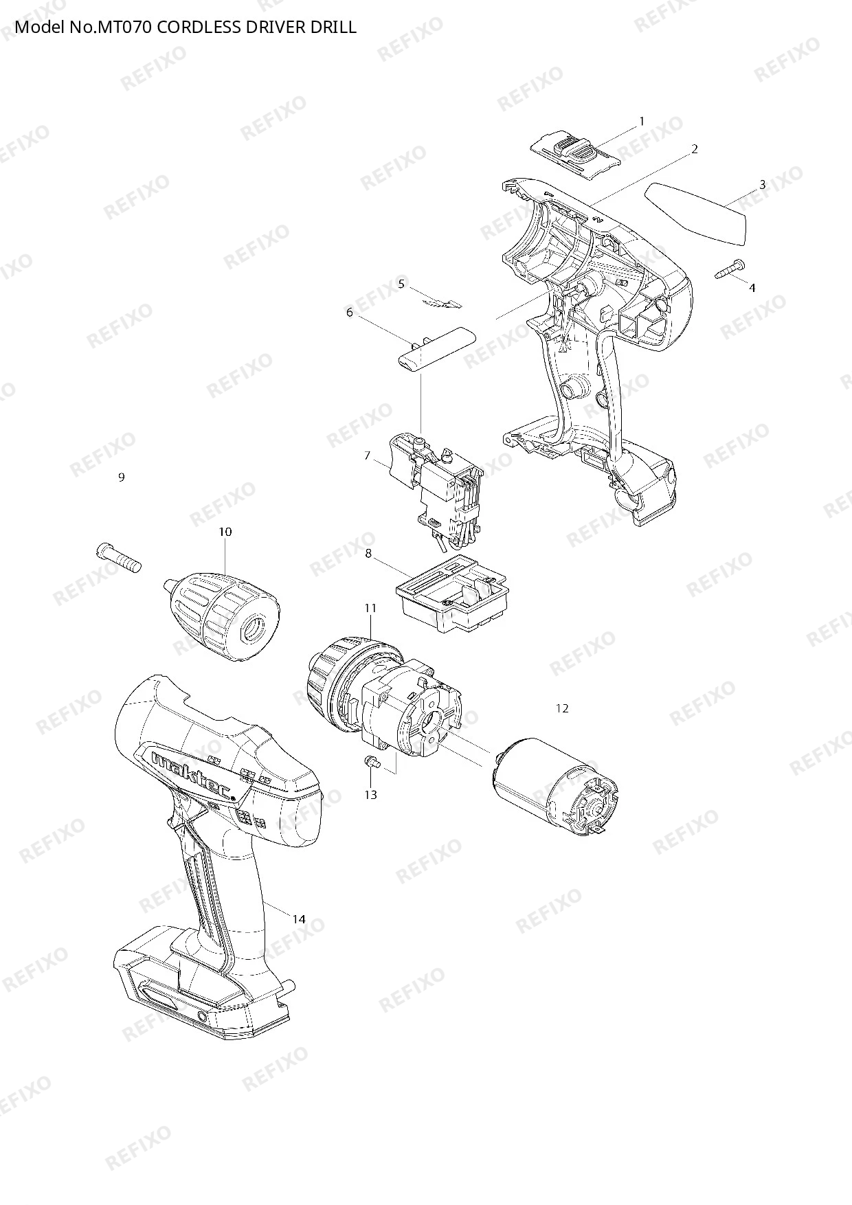 Деталировка MAKITA MT070 — схема запчастей в разборе