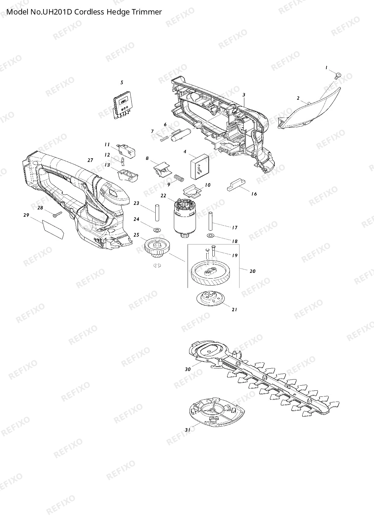 Деталировка MAKITA UH201D — схема запчастей в разборе