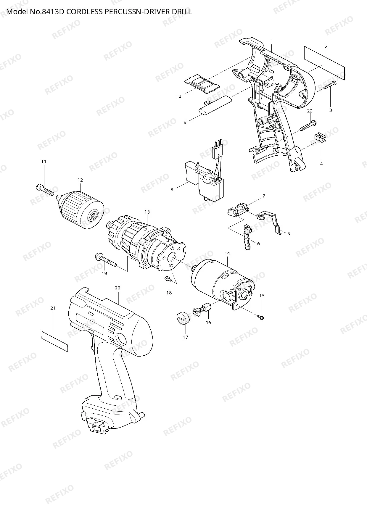 Деталировка MAKITA 8413D — схема запчастей в разборе