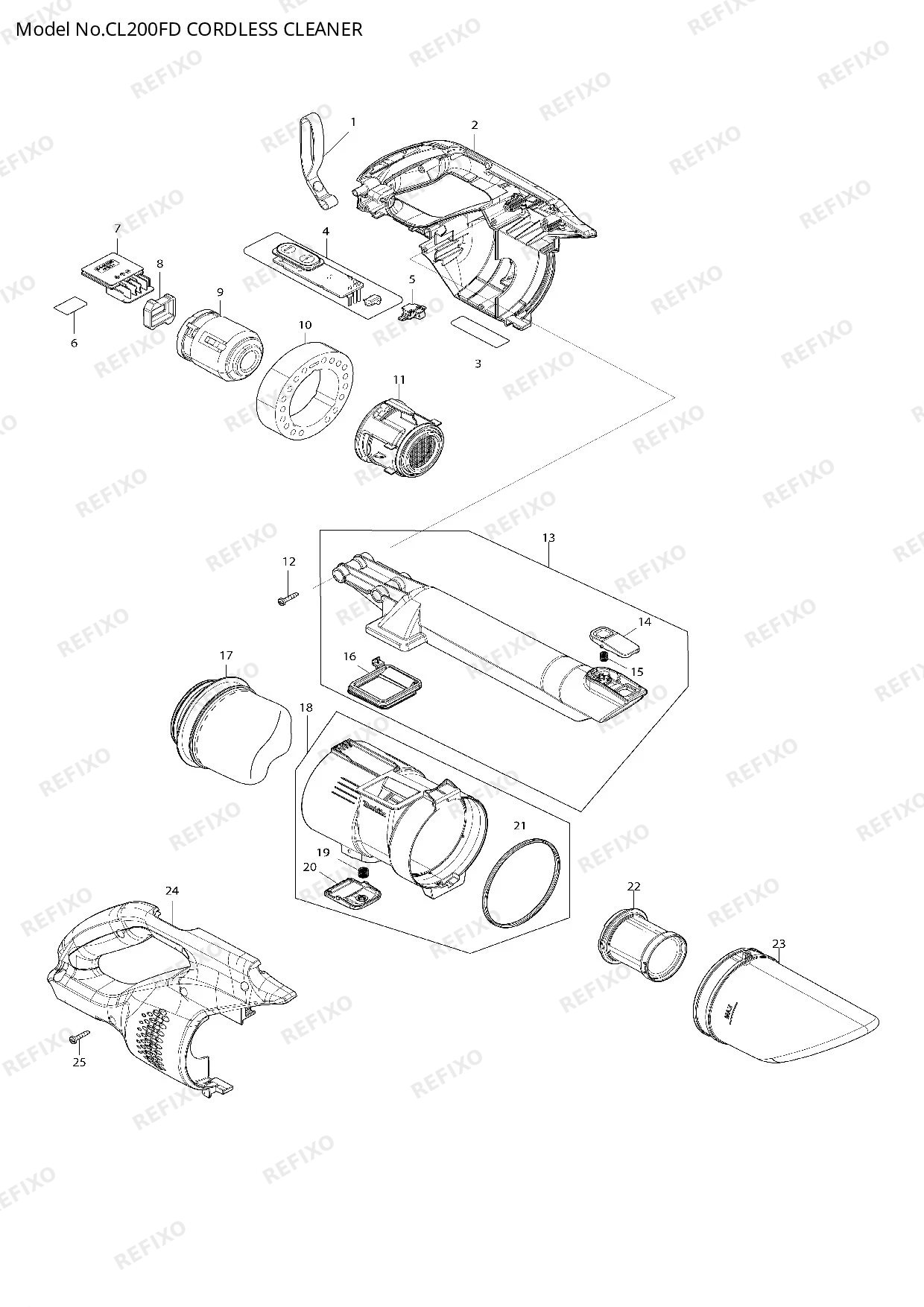 Деталировка MAKITA CL200FD — схема запчастей в разборе