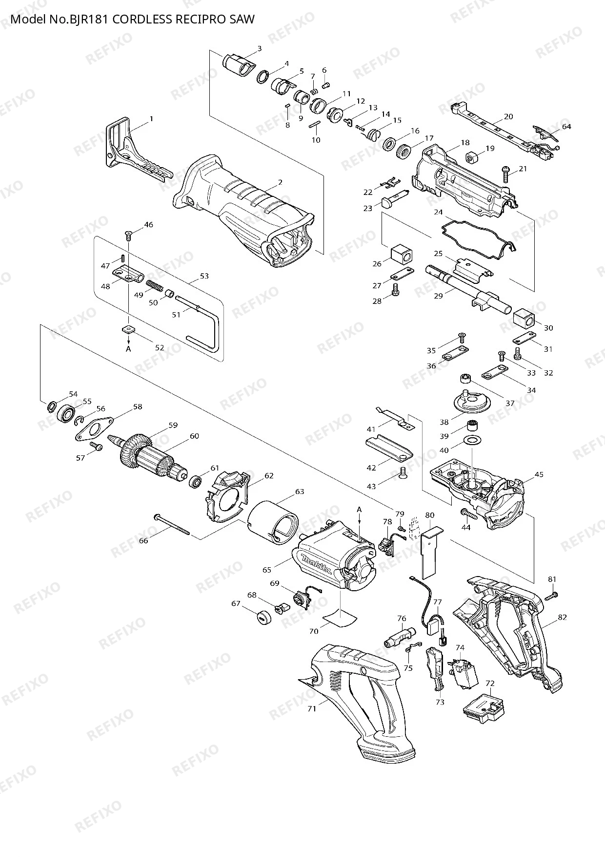 Деталировка MAKITA BJR181 — схема запчастей в разборе