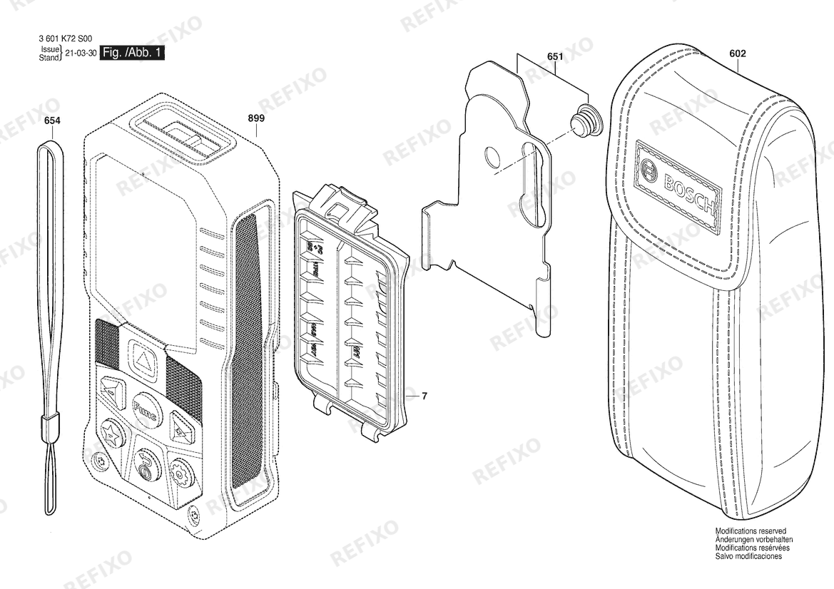 Деталировка Bosch Entfernungsmesser GLM 50-27 CG (3 601 K72 UH0) — схема запчастей в разборе