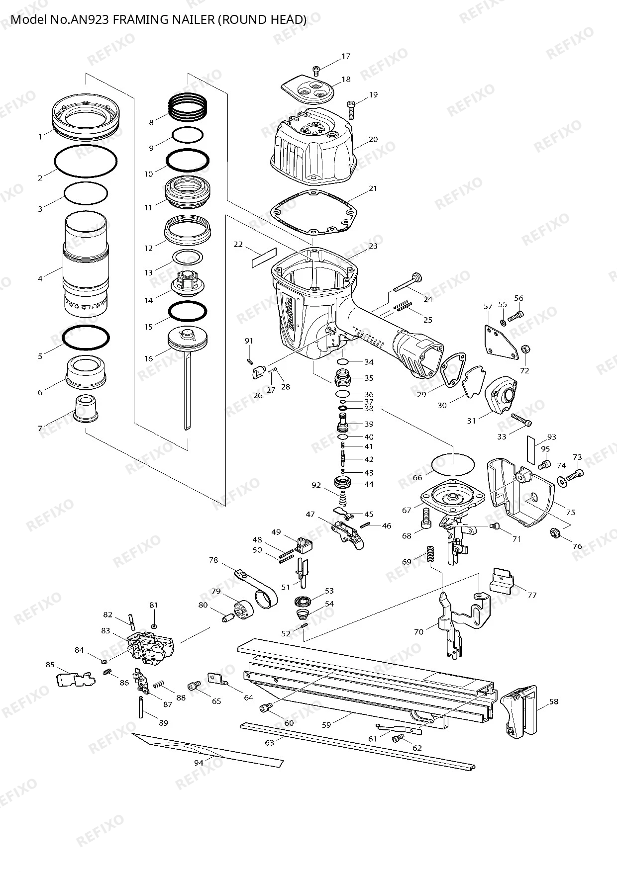Деталировка MAKITA AN923 — схема запчастей в разборе