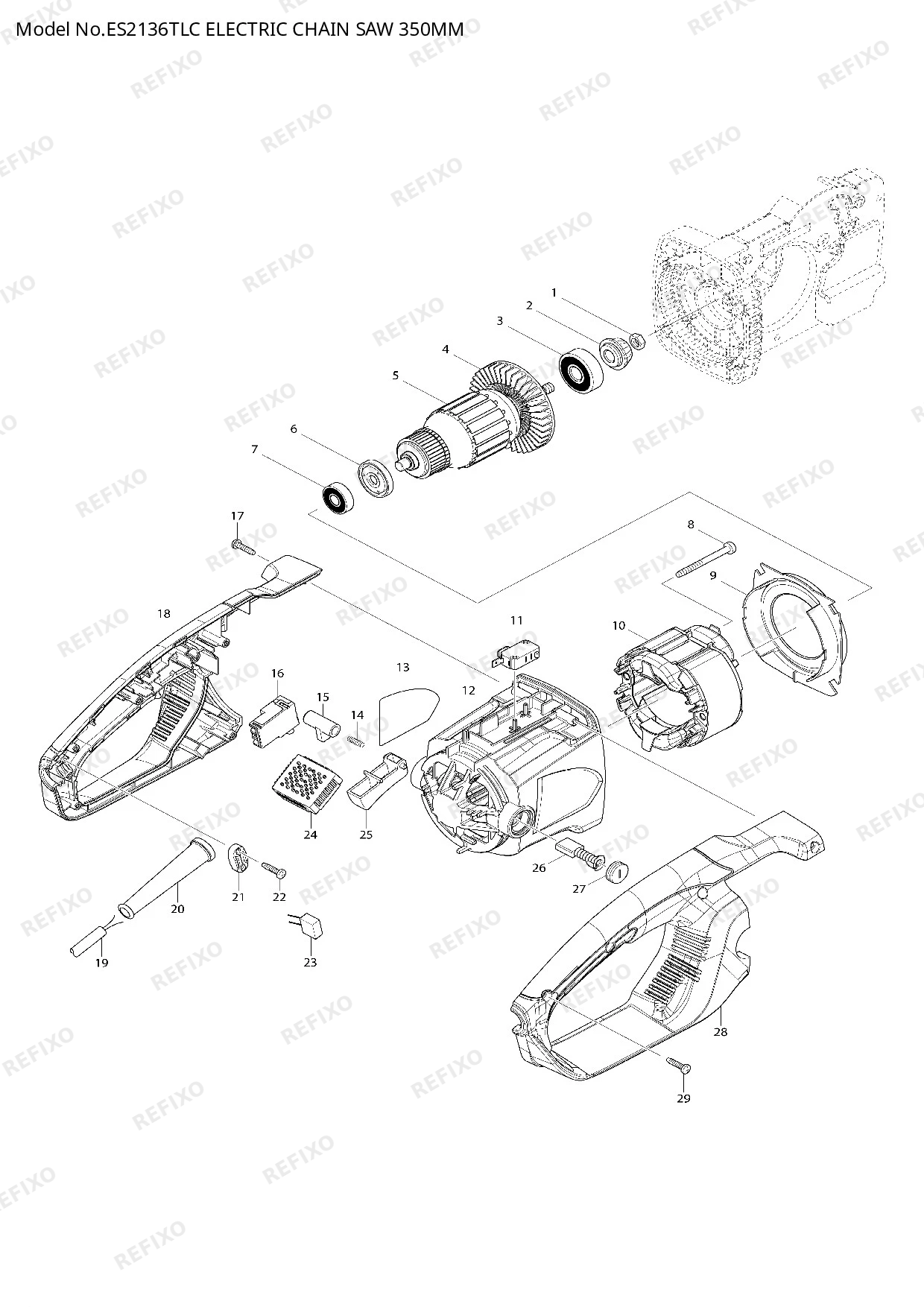 Деталировка MAKITA ES 2136TLC — схема запчастей в разборе