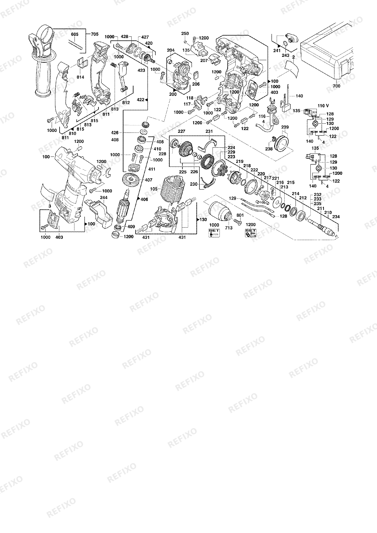 Деталировка MILWAUKEE T TEC 201 4933380708 4000415263 — схема запчастей в разборе