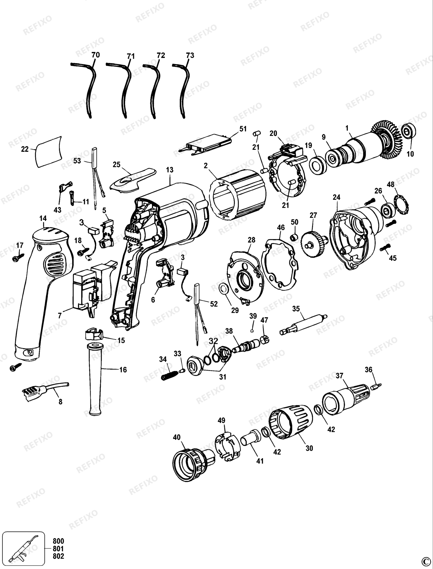 Деталировка DeWalt DW274K-QS TYPE 1 SCHRAUBENDREHER DW274K-QS DW274K — схема запчастей в разборе