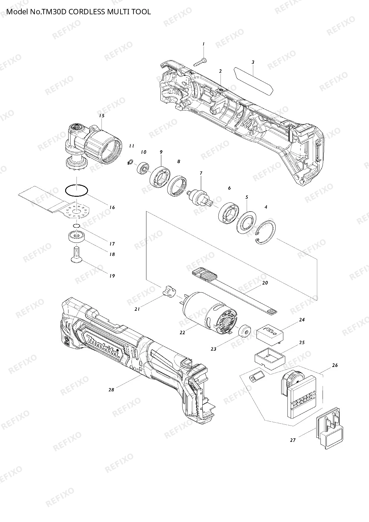 Деталировка MAKITA TM30D — схема запчастей в разборе