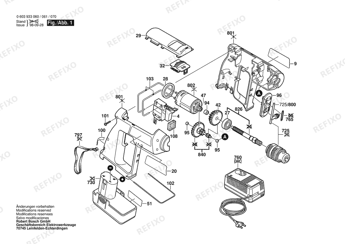 Деталировка Bosch Attrappe PBM 7,2 V-2 | 7.2 V | 036 - GB (0 603 933 070) — схема запчастей в разборе