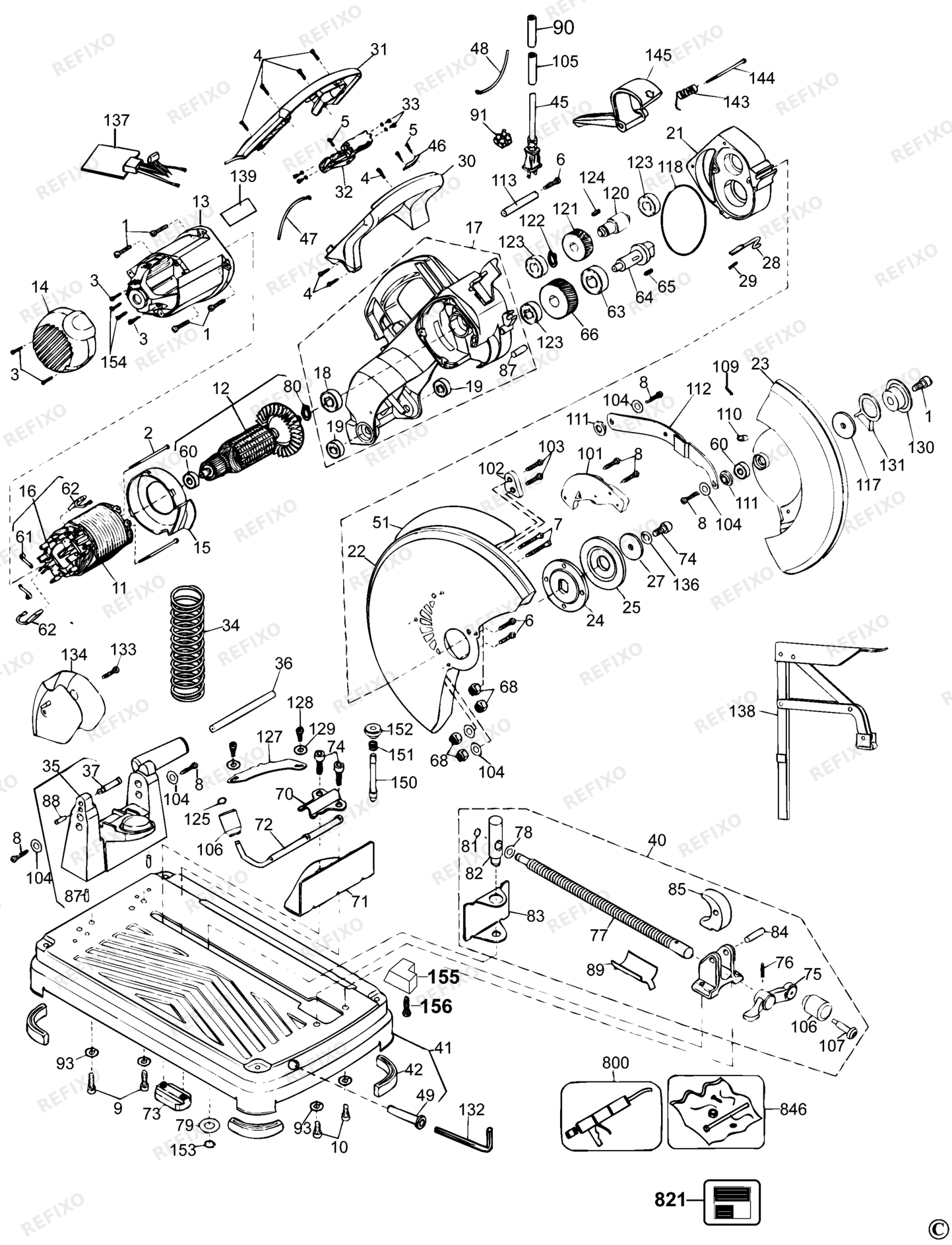 Деталировка DeWalt DW872-QS TYPE 2 METALLKREISSAEGE DW872-QS DW872 — схема запчастей в разборе